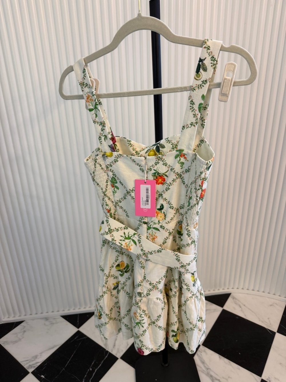 Amanda Uprichard White Citrus & Floral Mini Dress with shorts (romper). NWT - Picture 4 of 4